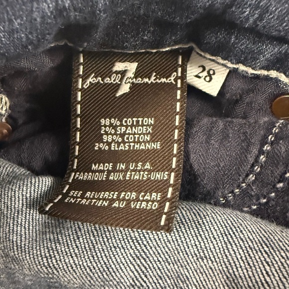 7 For All Mankind Denim Bermuda Shorts 28 Distressed Raw Hem USA Made - Picture 5 of 10